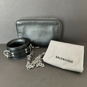 Balenciaga Black Chain Cuff Pouch Wristlet Wallet